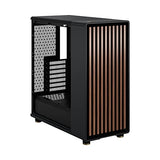 Fractal Design North Charcoal Black Tempered Glass Dark - Frente de Madera de Nogal - Panel Lateral de Vidrio - Incluye Dos Ventiladores Aspect PWM de 140 mm - Puerto USB Tipo C