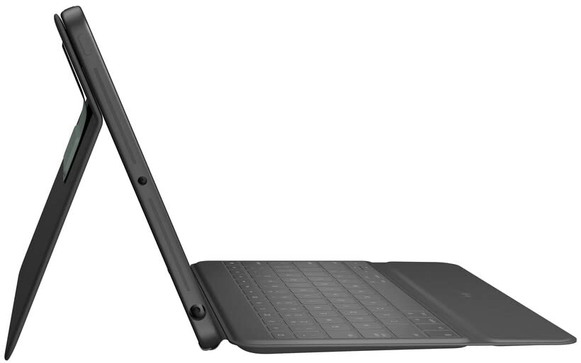 Logitech Rugged Folio para iPad (7.ª, 8.ª y 9.ª generación) Funda con teclado protectora, Disposición QWERTZ Alemán - Negro