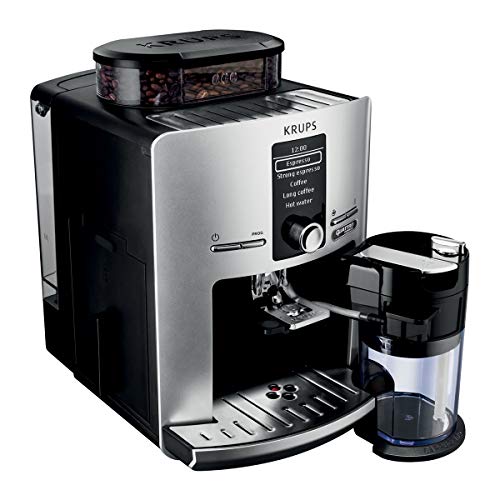 KRUPS Espresseria Latt, Tanque 1,7 L, 1450 W, Cafetera de grano de acero, Trituradora, Cappuccino de un solo toque, Limpieza automática, Presión de 15 bares, Hecho en Francia YY4201FD