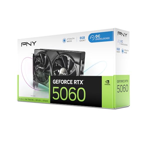 PNY Tarjeta Gráfica GEFORCE RTX™ 5060 8GB Overclocked Dual Fan DLSS 4