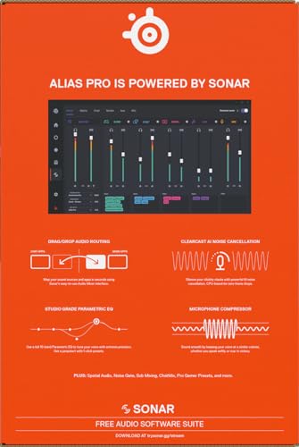 SteelSeries Alias Pro Kit — Micro XLR + Mezclador Stream — cápsula 3 Veces Mayor para Gaming, Streaming y pódcast — Interfaz USB/XLR — Controles para personalización — RGB — PC Individual o Dual