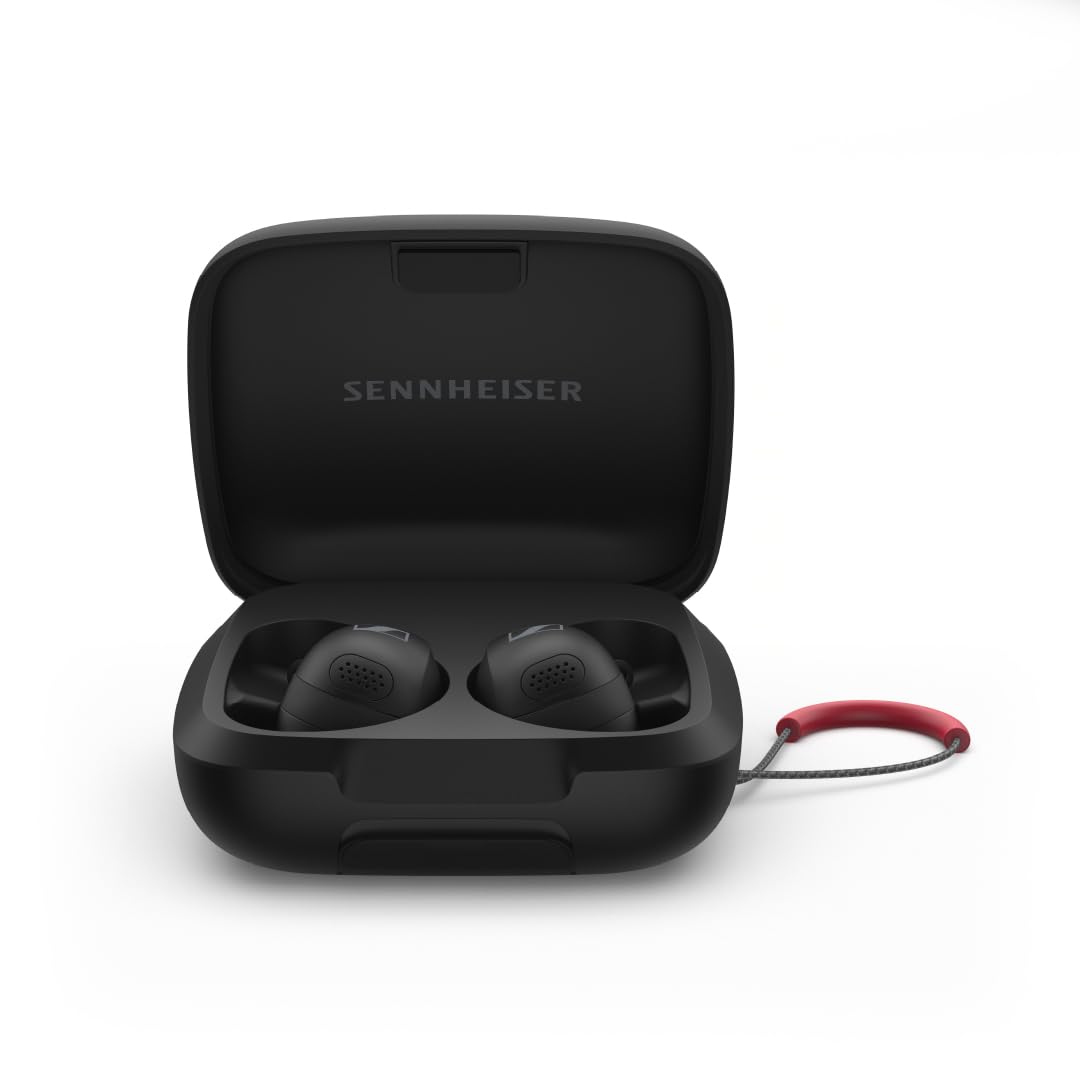 Sennheiser Momentum Sport Auriculares con Ajuste de Sonido Deportivo y ANC adaptativo, Ajuste Seguro, 24 Horas de duración de la batería - Negro