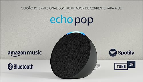 Echo Pop | versión internacional | Altavoz compacto inteligente con wifi, Bluetooth y de sonido potente con Alexa | Color Antracita | Idioma portugués no disponible