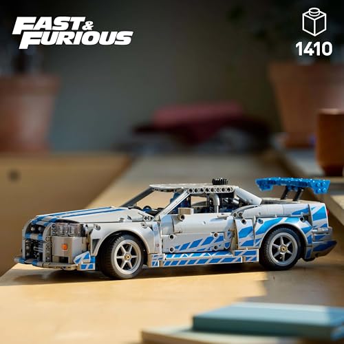 LEGO Technic Coche Nissan Skyline GT-R (R34) de 2 Fast 2 Furious - Kit de Maqueta de Coche para Adultos - Función de Derrape, Dirección, Suspensión y Motor de 6 Cilindros - Regalo para Hombres 42210
