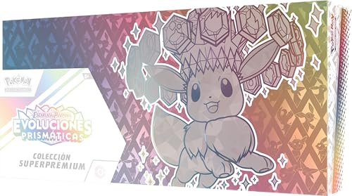 Pokémon: Colección superprémium de Escarlata y Púrpura-Evoluciones Prismáticas (1 Carta holográfica de promoción de ilustración expandida, 1 mullidita Caja para Cartas y 15 Sobres de Mejora)