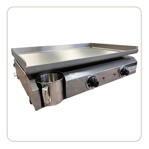 LITTLE BALANCE 8679 Amplitude 60-40, Plancha eléctrica semi profesional, 2 zonas de cocción independientes, 3000 W, fabricación 100% francesa, todo acero inoxidable