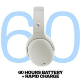 Skullcandy Crusher ANC 2 Cascos Over-Ear Inalámbricos con Cancelación de Ruido y Sensory Bass, Charging Cable, 50 h de Autonomía, Skull-iQ,Alexa Habilitada, Compatibles Dispositivos Bluetooth, Bone