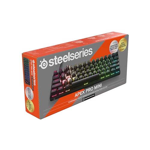 SteelSeries Apex Pro Mini teclado gaming HyperMagnetic – El teclado más rápido del mundo – Accionamiento ajustable – Factor forma compacto 60 % – RGB – Teclas PBT – USB-C – Teclado inglesa (QWERTY)