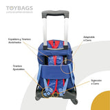 ToyBags Mochila Escolar Super Mario - Doble Compartimento Adaptable + Carro Negro Proteccion Lateral Y STOPER Frontal Anti CAIDA 4 Ruedas giratorias - 45 X 32 X 20 CM