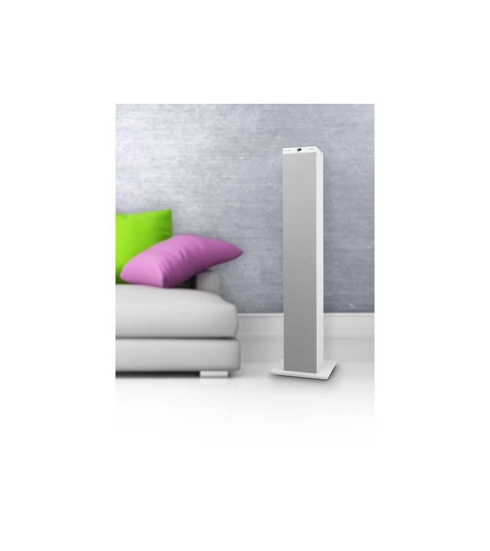 Muse M-1250 BTW - Torre de Sonido Bluetooth con Radio PLL FM - 100W - 20 Estaciones almacenables - Subwoofer Integrado - Blanco