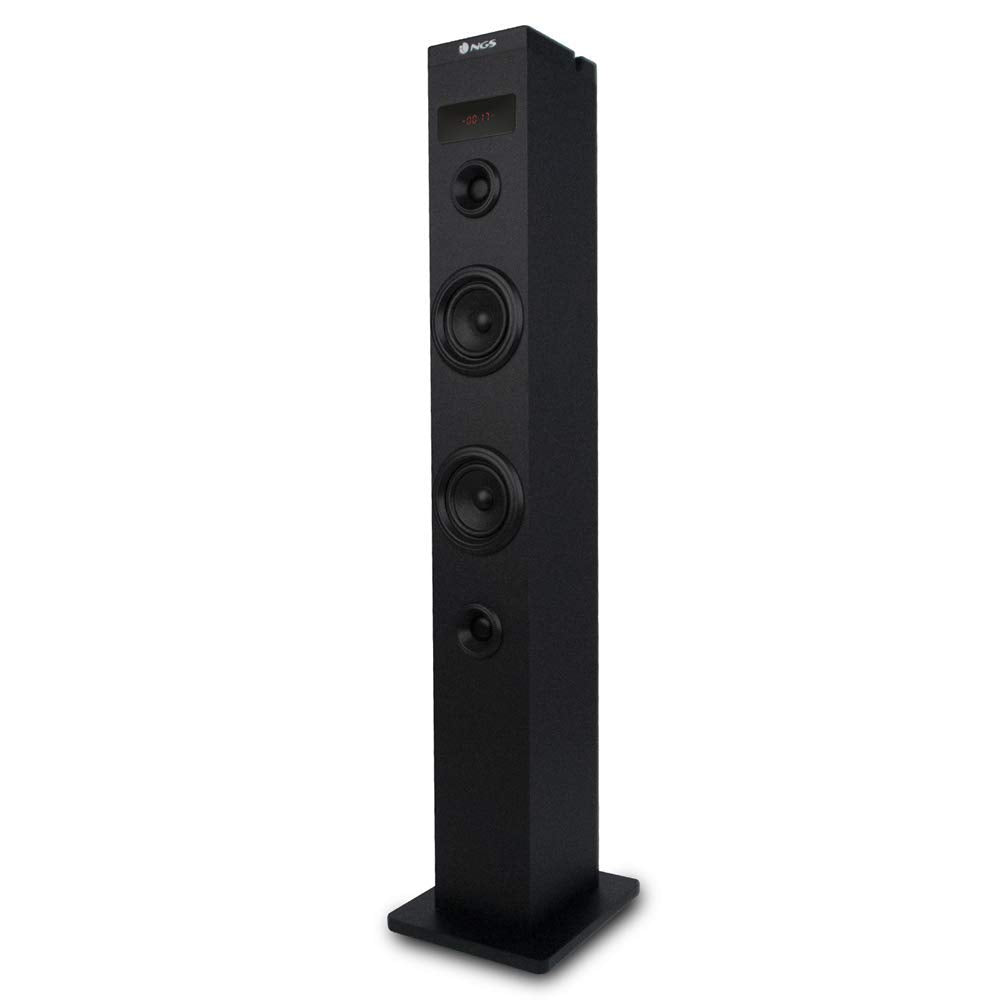 NGS Sky Charm - Altavoz de Torre, Bluetooth de 50W con Mando a Distancia, Entrada Óptica, USB, Radio FM y Entrada AUX, Color Negro