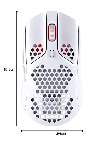 HyperX Pulsefire Haste - Ratón inalámbrico para juegos - Ultraligero, 62g, 100 horas de duración de la batería, 2,4 GHz inalámbrico, carcasa de panel de abejas, diseño hexagonal - Blanco/Rosa