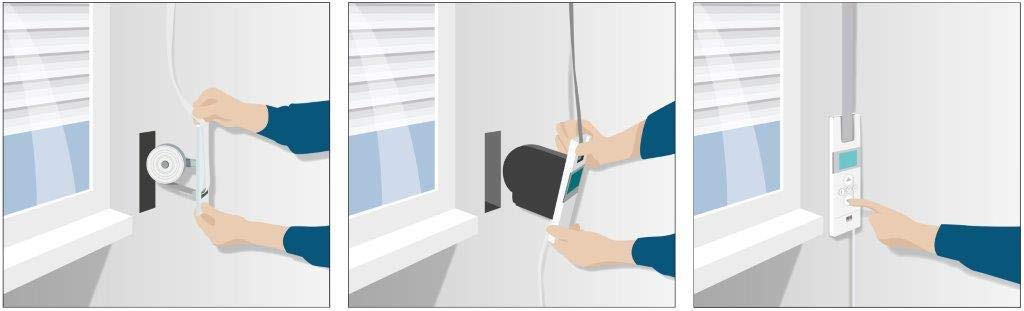 WIR electronics, eWickler Comfort Set, eW820, 3x, bobinadora eléctrica + sensor solar 1m eSo371, pantalla, para correas de 23 mm, ocultas, hasta 50 kg, tiempos de viaje ajustables, incluido enchufe de alimentación