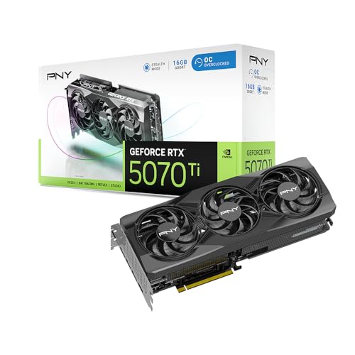 PNY Tarjeta Gráfica GeForce RTX™ 5070Ti 16GB OC DLSS 4 Triple Ventilador