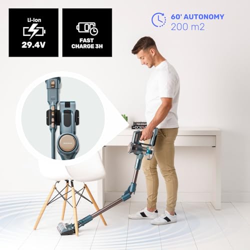 Taurus – Aspiradora Homeland Digital Animal Flex | 415W | 3 velocidades | Sin Cable | Batería 3h | 60min autonomía | Giro 180º | LED óptico | 2 Cepillos