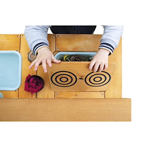 JANOD Muddy Lab-Cocina Infantil de Madera FSC-10 Accesorios-Juego de Imitación Exterior para Niños-A Partir de 3 Años, J06632, Color Azul Cielo/Gris, 77 x 35 x 95 (JURATOYS