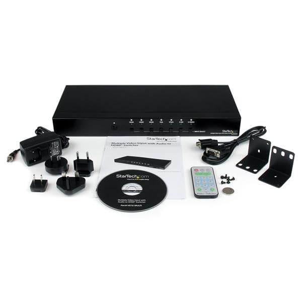 StarTech.com Conmutador Escalador Vídeo HDMI VGA Vídeo por Componentes y Compuesto con Audio de 7 puertos - Serie HD15