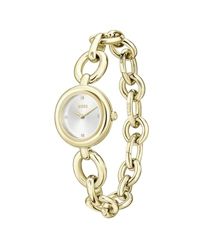 Boss Reloj con Movimiento de Cuarzo de Tres Manecillas para Mujer Colección Live con Correa de Acero Inoxidable Oro Amarillo Claro - 1502792