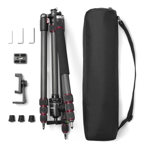 Hama Ramble II Duo - Trípode para cámara 2 en 1 y Soporte para teléfono móvil con Soporte para teléfono móvil, trípode Estable y Ligero de Carbono, trípode para Fotos de 3 Posiciones Extensible máx.