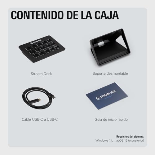 Elgato Stream Deck MK.2 – Controlador de estudio, 15 teclas macro, activa acciones en apps y software como OBS, Twitch, YouTube y otros, funciona en Mac y PC, Color Negro