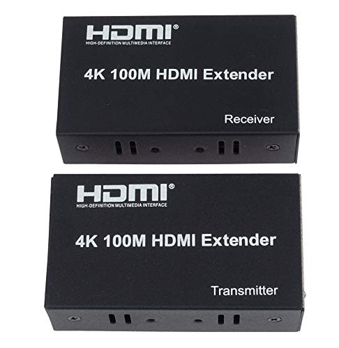 PremiumCord 4K Extensor HDMI a 100 m a Través de Cable de Conexión Cable Cat5e/Cat6, Carcasa Metálica, Estado LED, Compatible con Vídeo 4K UHD, Full HD 1080p 60Hz, HDCP, Negro