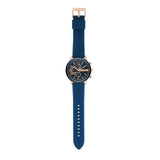 Armani Exchange Orologio da uomo, Movimento cronografo al quarzo e cassa da 46 mm con cinturino in silicone, Tono oro rosa y azul oscuro