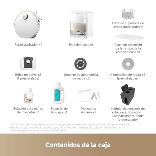 Robot Aspirateur Laveur MOVA V50 Ultra Complete -Puissance 24 000 Pa - Lavage Thermique des sols avec systeme DuoSolution