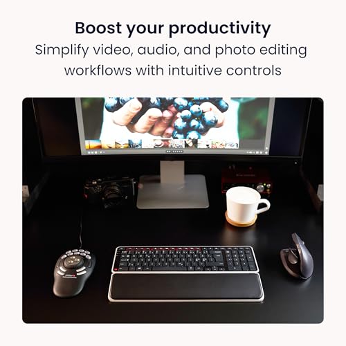 Contour Multimedia Controller Pro v2 | Controlador para pc ergonómico para Editor de imágenes de música de vídeo | para PC y Mac | USB | 15 Botones | Jog Ring de aleación de 7 velocidades