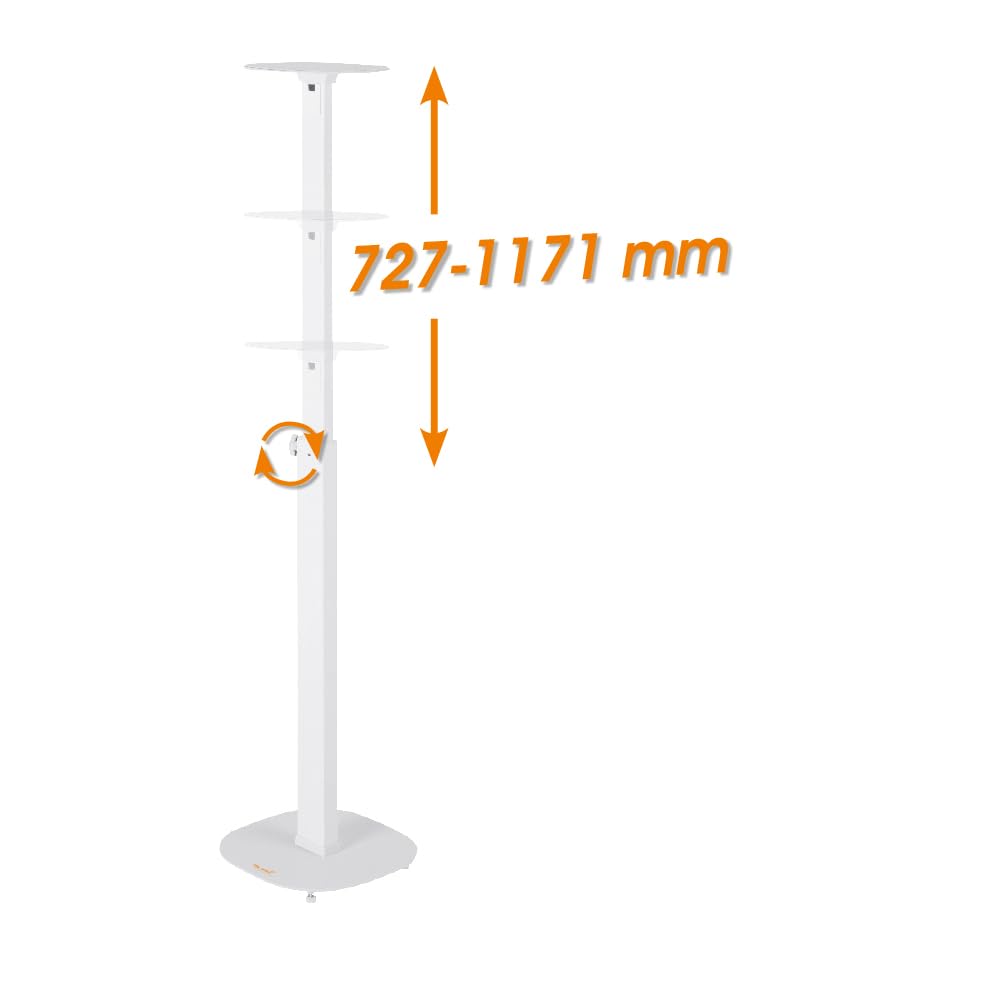 My Wall HS 23 WL Pedestal para Altavoz Extensible, Soporte de Suelo, Regulable en Altura Blanca 2 Piezas.