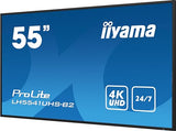 iiyama Prolite LH5541UHS-B2 - Pantalla Digital IPS LED 4K UHD VGA HDMI Audio in/out USB2.0 RS-232c RJ45 24/7 (139 cm), Color Negro
