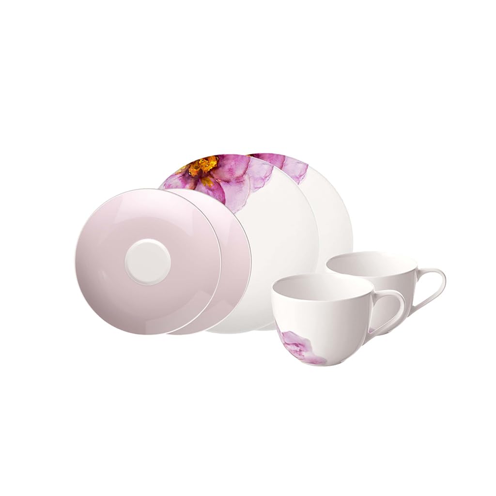 Villeroy & Boch Rose Garden, Set De Café, 6 Piezas, Para 2 Personas, Porcelana Premium
