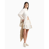 Armani Exchange Satin Button Down Blouse Camiseta, ISO, L Mujeres