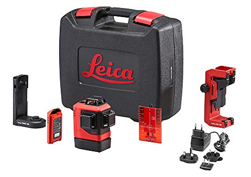 Leica Lino L6R: Nivel láser de línea de 3x360 grados con batería Li-Ion, cargador, adaptador magnético innovador y soporte para pared en una carcasa (láser rojo, alcance de trabajo: 25 m)