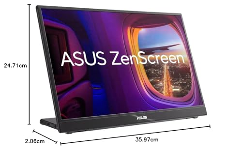 ASUS Monitor portátil ZenScreen MB16QHG 16" (IPS 16:10 WQXGA , frecuencia de actualización de 120 Hz, DisplayHDR 400, 100% DCI-P3, trípode, USB Type-C, HDMI, baja luz azul, certificado FSC Mix)