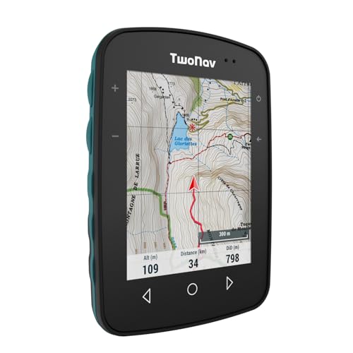 TwoNav Terra + Mapa de Francia IGN Topo Completo, GPS de Deportes con Pantalla Ancha de 3,7 Pulgadas para montaña, Senderismo, Bicicleta con Tarjetas Incluidas. Color Turquesa
