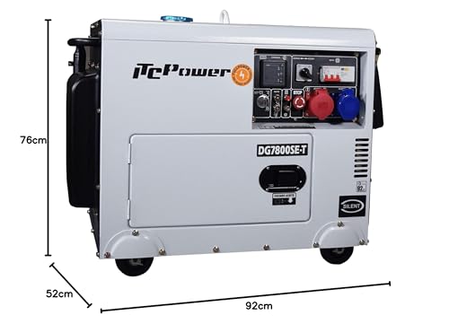 ITCPower-Generador eléctrico diésel insonorizado Full Power Trifásico y monofásico, potencia máxima 7,9KVA(400V)-5,6KW(230V), dispone de ATS-para emergencias, apoyo solar o caída de red. DG7800SET