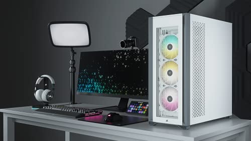 Corsair iCUE 7000X RGB Chasis para PC Inteligente ATX Full-Tower, Tres Paneles de Cristal Templado, Cuatro Ventiladores RGB de 140 mm Incluidos, Espacioso Interior, Blanco
