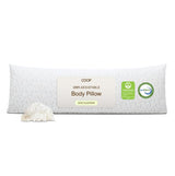 Coop Home Goods Almohada Corporal de Espuma viscoelástica triturada de 20 x 54 Pulgadas con Funda de Mezcla de poliéster y rayón de Viscosa derivada de bambú