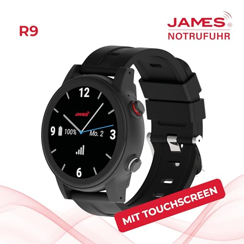 James R9 - Reloj de Emergencia y Seguridad para Personas Mayores, detección de caídas, botón de Llamada de Emergencia y Seguimiento GPS, podómetro, Monitor de frecuencia cardíaca, aplicación Familiar