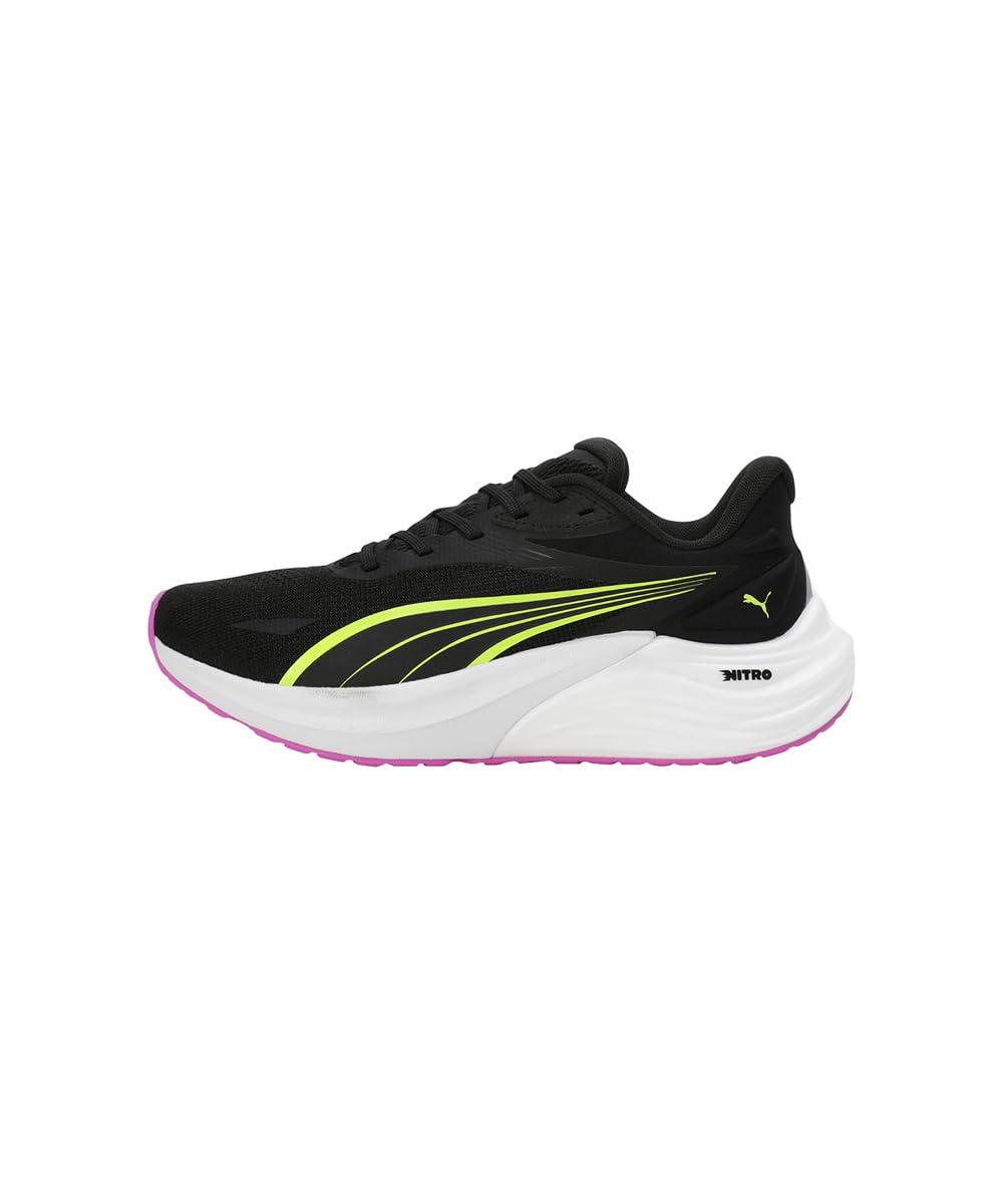 PUMA Electrify Nitro 4 WN, Zapatillas para Correr de Carretera Mujer, Black-Yellow Alert, 37.5 EU
