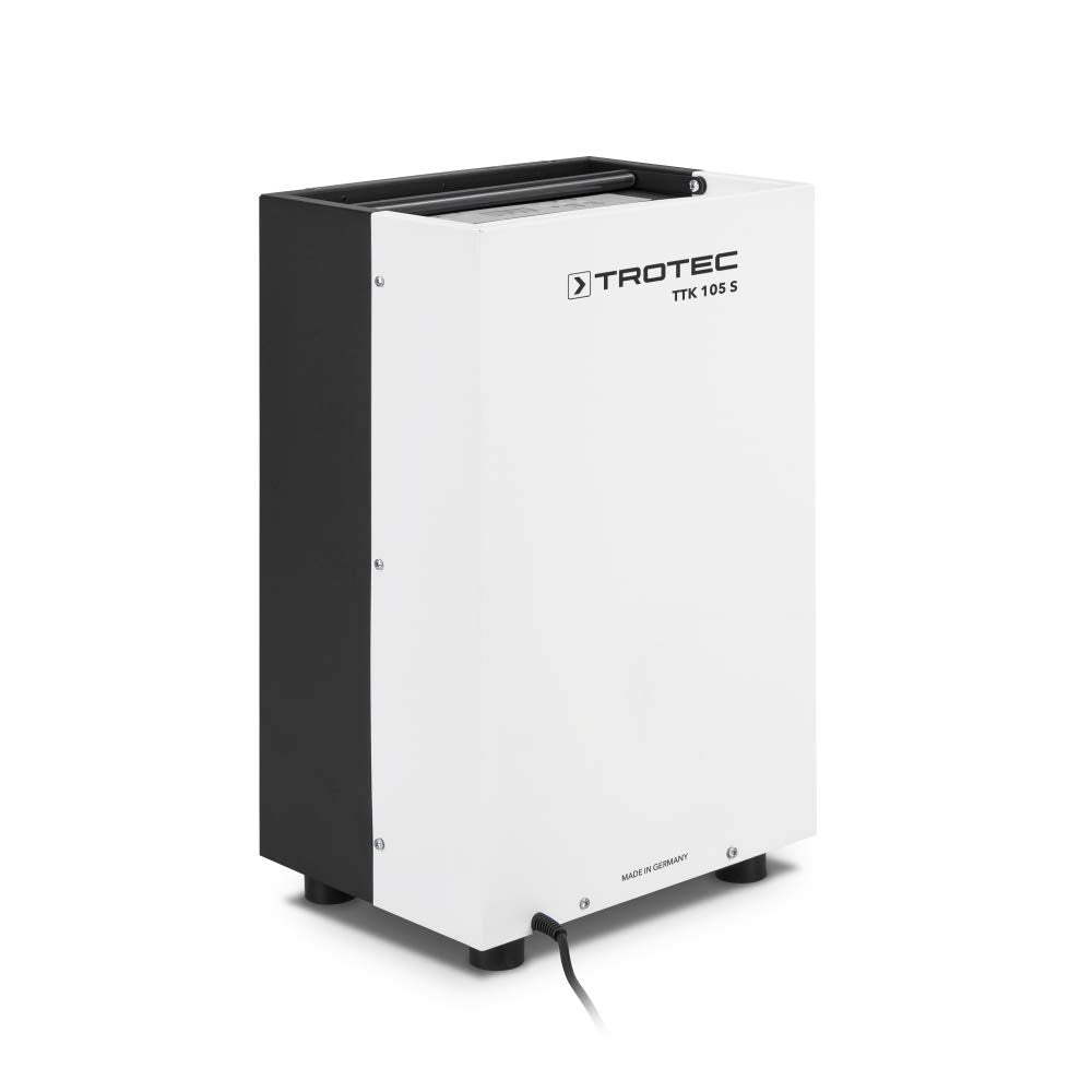 TROTEC Deshumidificador profesional TTK 105 S, 30L / Día, Depósito 5,2L, Caudal 173 m³/h, Fabricado en Alemania, Compresor rotativo, Temporizador, Higrostato Automático