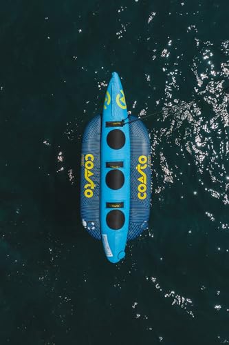 Boya remolcada Coasto Luna - PB-CBLUNA3 - para 3 Personas - Forma : Banana Dimensiones : 300x100 cm Capacidad : 3 Personas Construcción : PVC 28G + Nylon 840D Bolsa de Transporte incluida