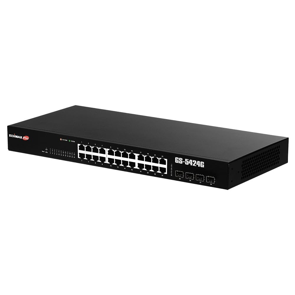 Edimax Gs-5424G Negro - Switch De Red (Gestionado, Gigabit Ethernet (10/100/1000), Montaje En Rack, 1U)
