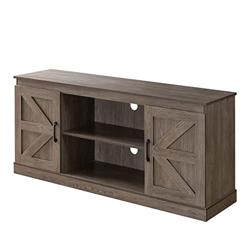 Zinus Wade Mueble TV - Mueble TV 147x67x40 cm - Mueble con armario - Diseño estilo granja - Gris