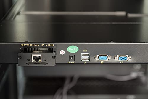 DIGITUS Consola KVM de 19" con pantalla TFT de 17" (4:3), distribución de teclado CH, conmutador KVM con 16 puertos VGA, negro