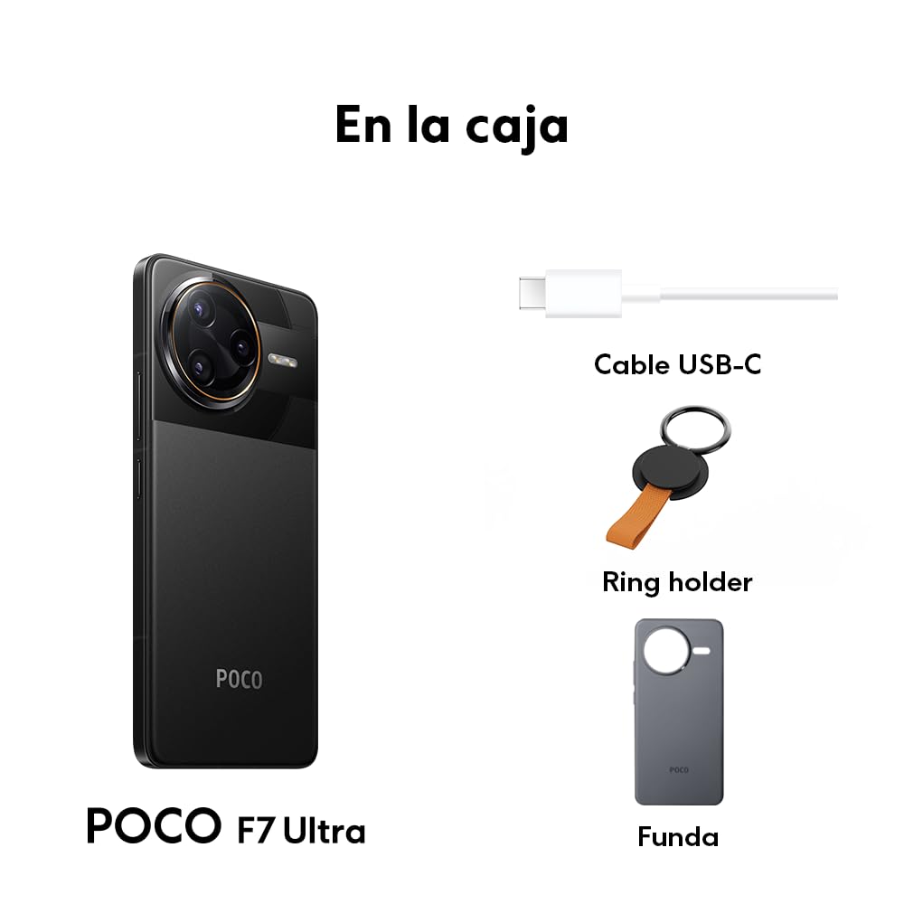 Xiaomi POCO F7 Ultra - Smartphone de 16+512GB, Cámara Triple de 50 MP con OIS, Pantalla de 6,67" 2K Flow AMOLED 120 Hz, Snapdragon 8 Elite, Hypercharge 120W, Negro (Versión ES)