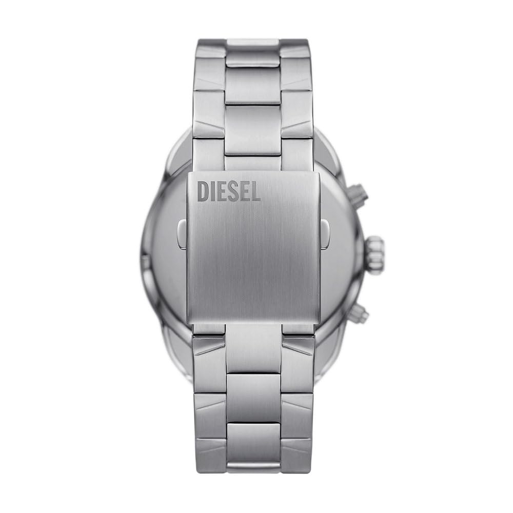 Diesel reloj Spiked para hombre, movimiento cronógrafo de cuarzo con correa de acero inoxidable, Tono plateado y azul claro