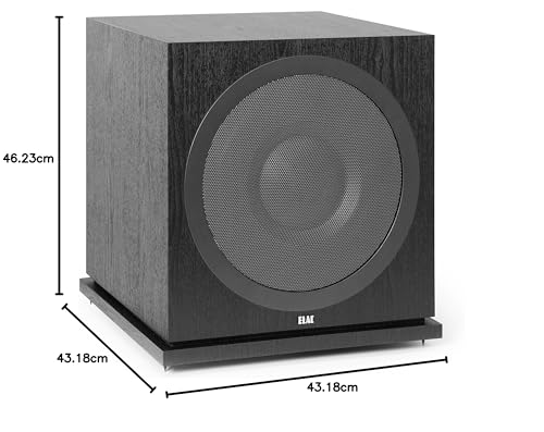 ELAC Debut Subwoofer Sub 3030 - Altavoz Activo para reproducción de música estéreo con Graves Profundos Gracias a su Potente Amplificador, Incluye Control por aplicación, 1000 W, decoración en Negro