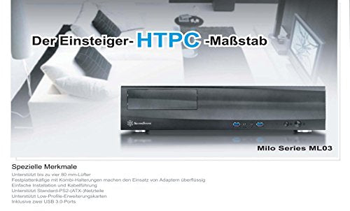 Silverstone SST-ML03B - Caja de ordenador de sobremesa (HTPC, micro-ATX, 1 x USB 3.0, interruptor de encendido/apagado integrado), negro