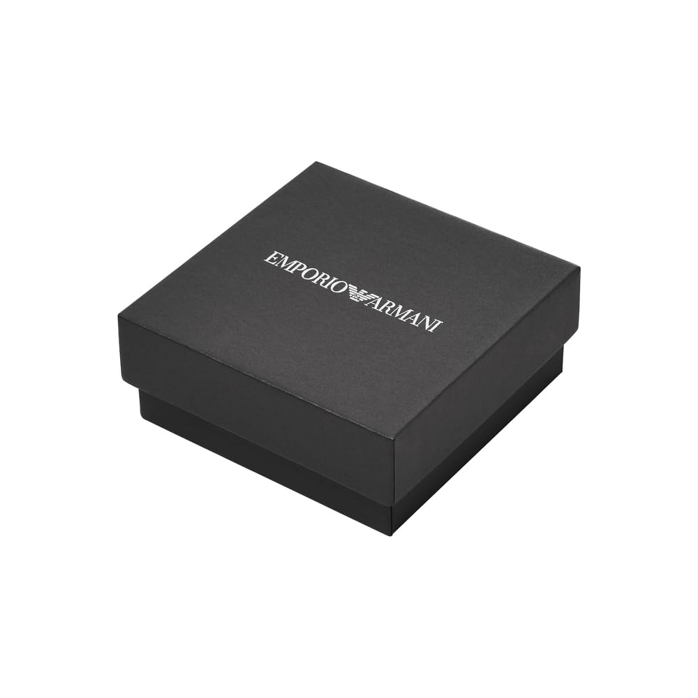 EMPORIO ARMANI Pulsera para hombre de acero inoxidable o de cuentas con cierre de langosta, Plata ceniza